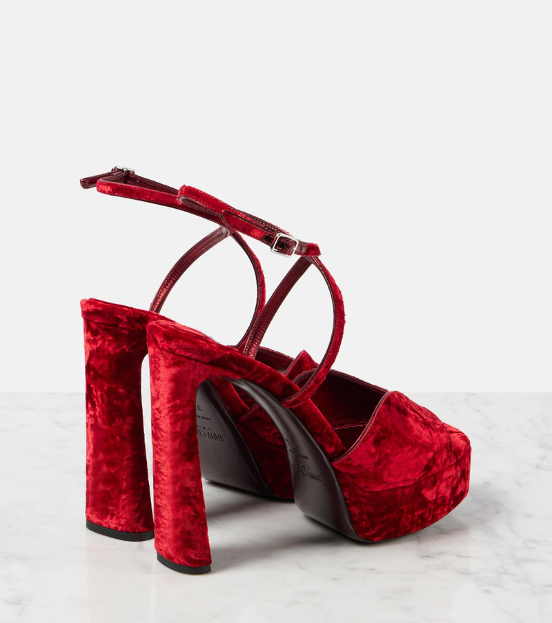 JIMMY CHOO Karli 125 velvet platform sandals outlook