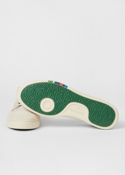 Paul Smith Ecru Leather 'Cosmo' Trainers With Green Trim outlook