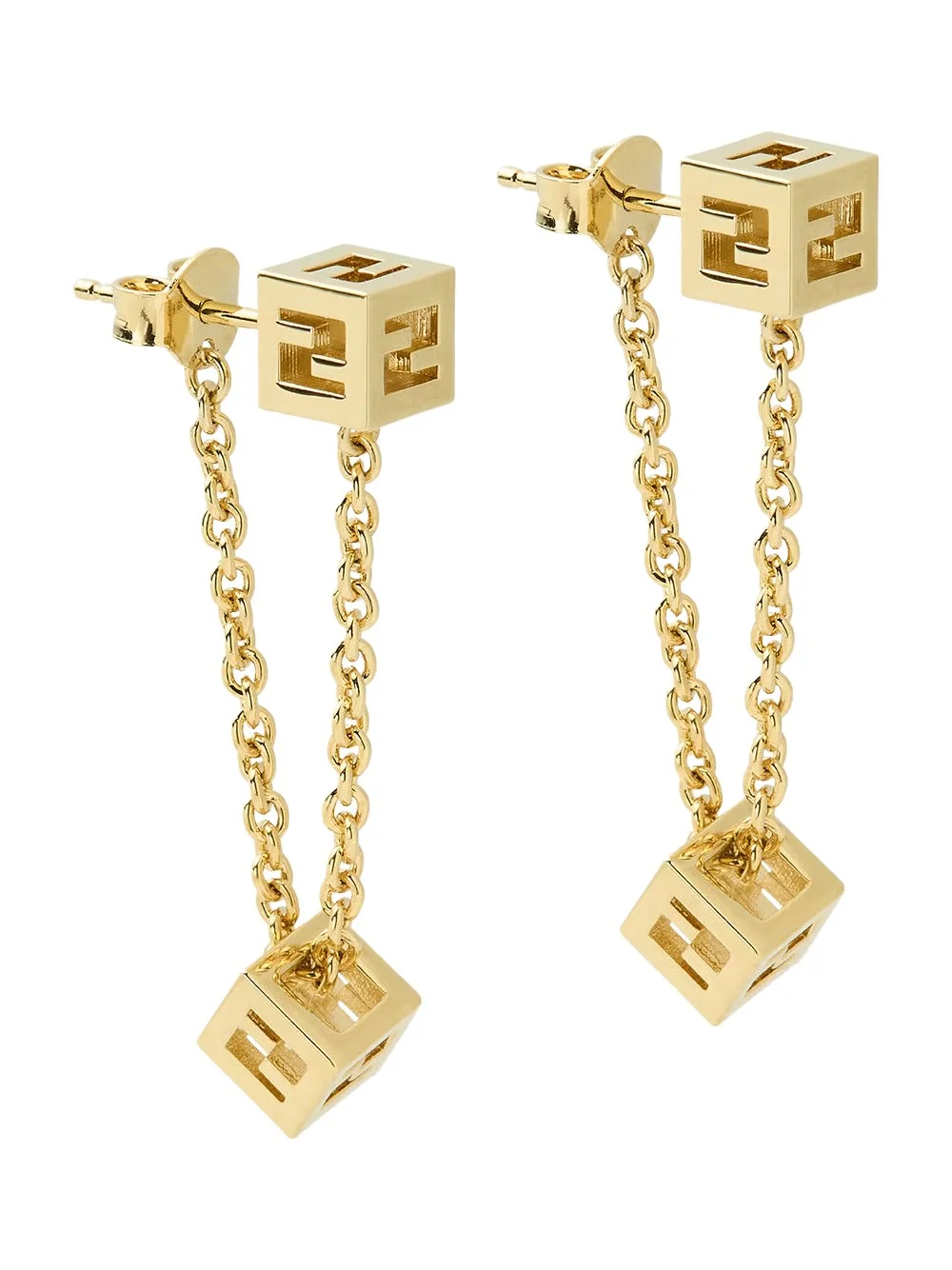 Fendi Faces dangling earrings in super soft gold-tone metal - 1
