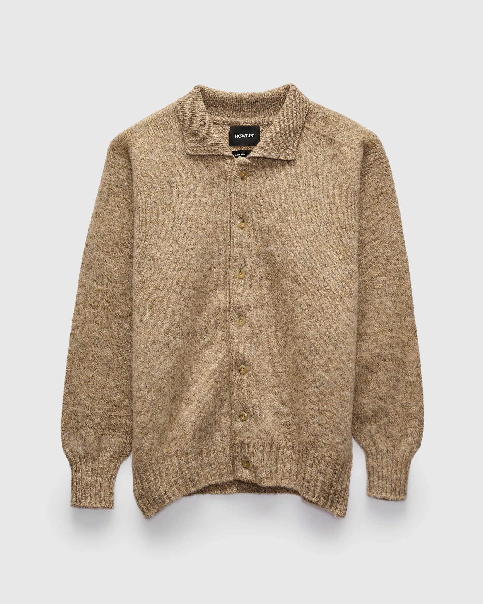 "Creatures of the Howlin' Moon" Wool Knit Cardigan in Mixed Shrooms - 1