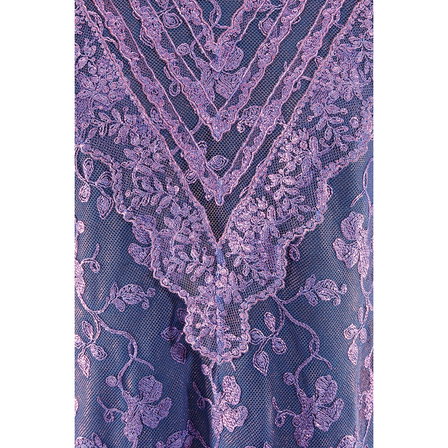 Burberry Laminated Lace Cape Sleeve Dress In Bright Purple - 2