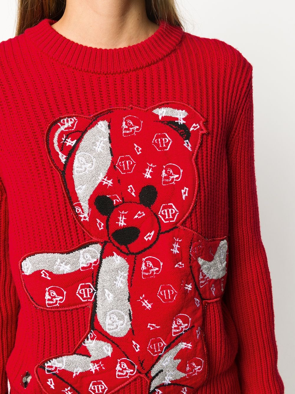 teddy bear embroidered jumper - 5