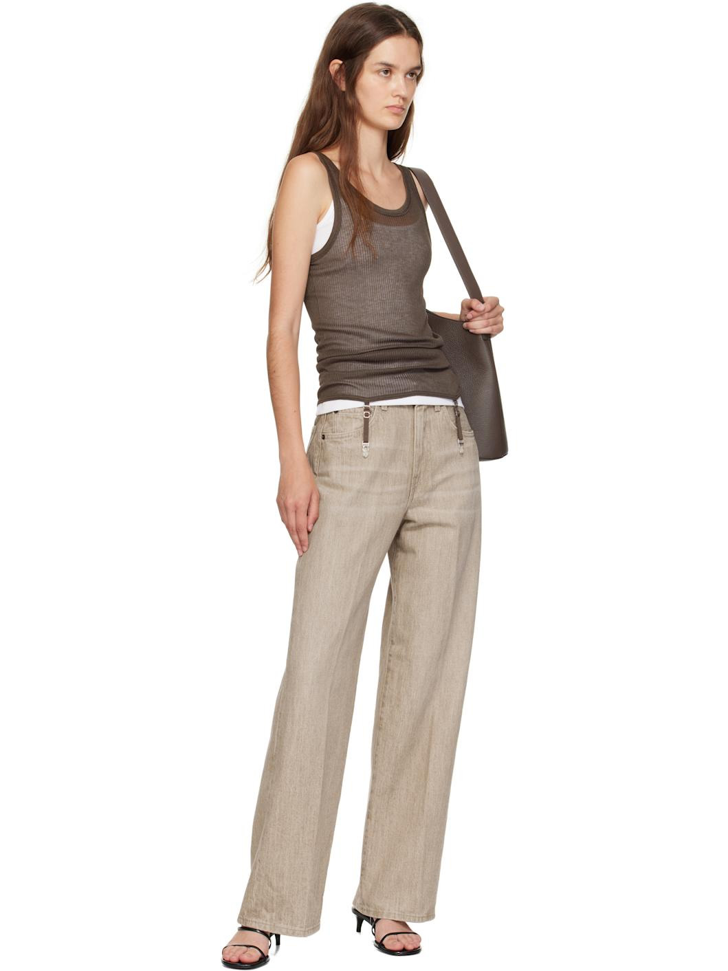 Beige Wide Jeans - 4