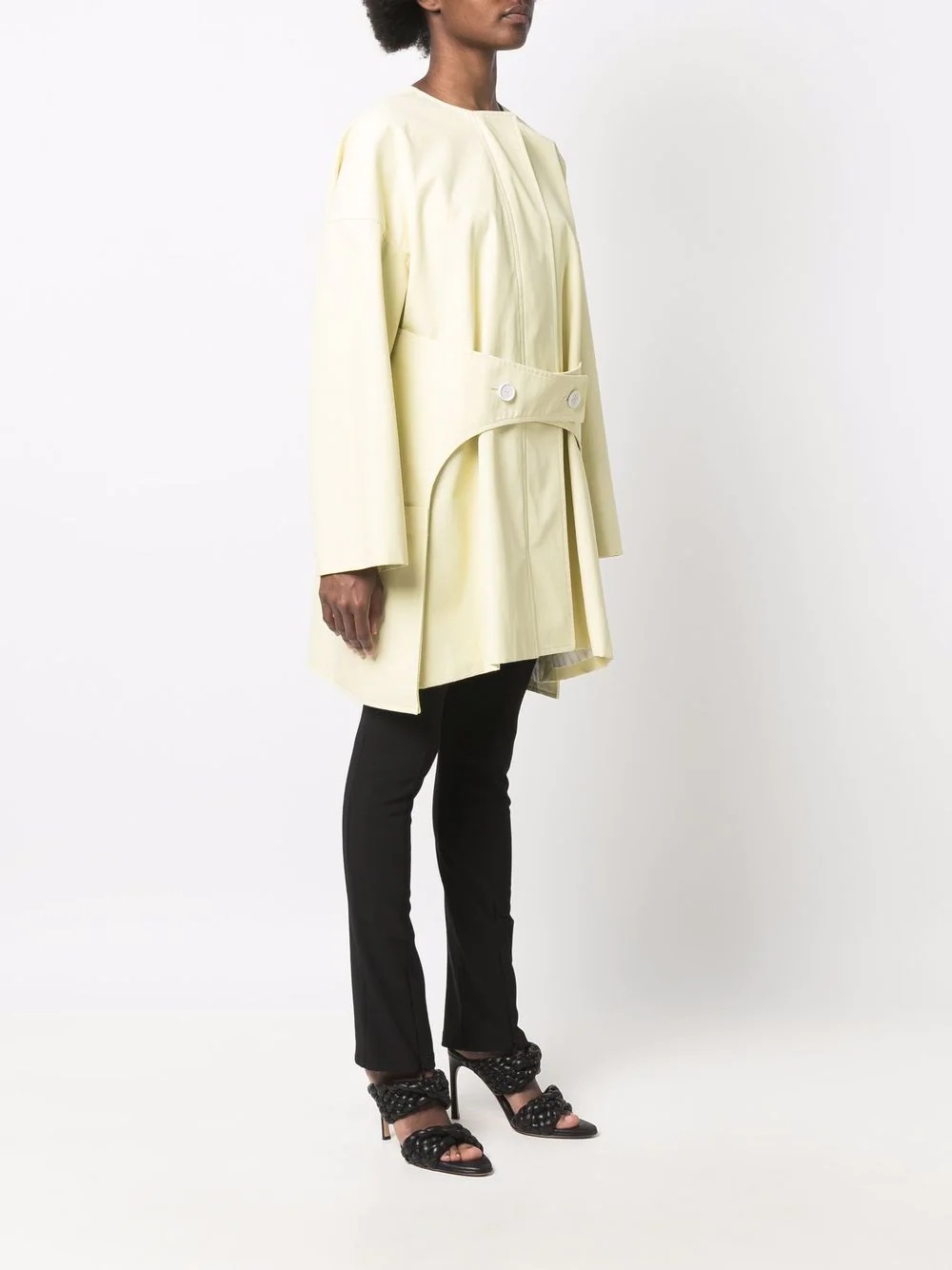 button-fastening single-breasted coat - 3