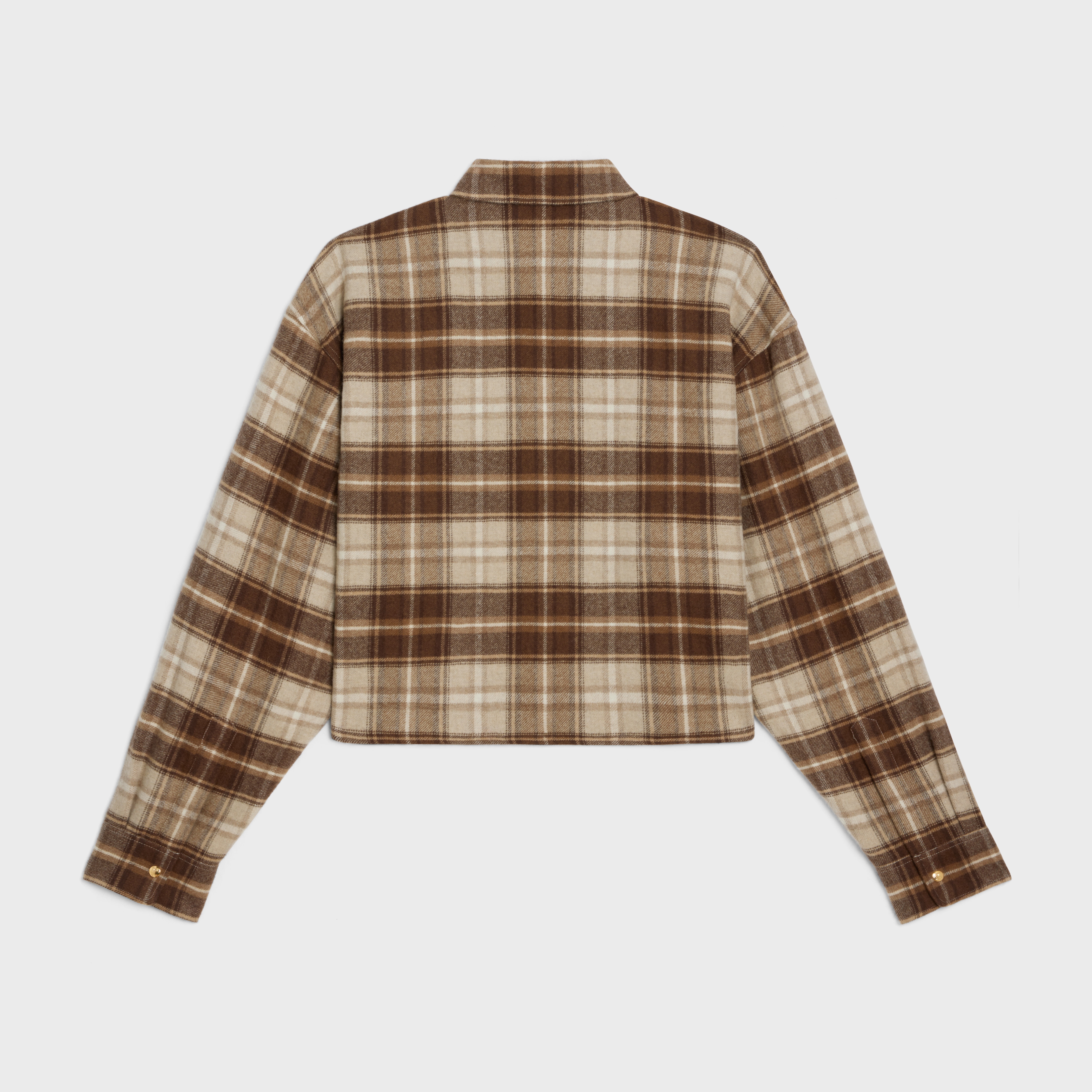 CROPPED SHIRT IN CHECKED CASHMERE - 2