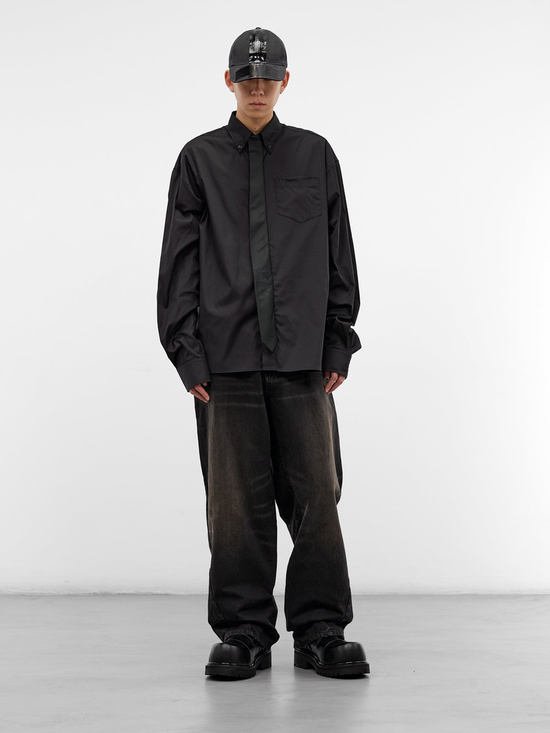 VETEMENTS Black Cotton Oversized Necktie Shirt outlook