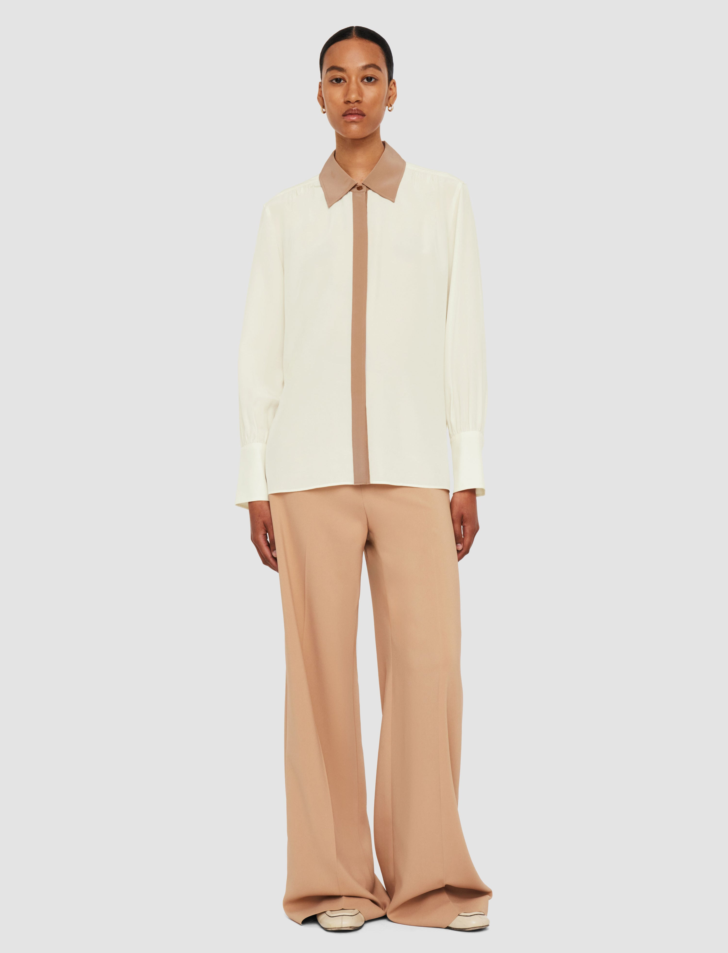 Evora Silk Crepe de Chine Colourblock Blouse - 2
