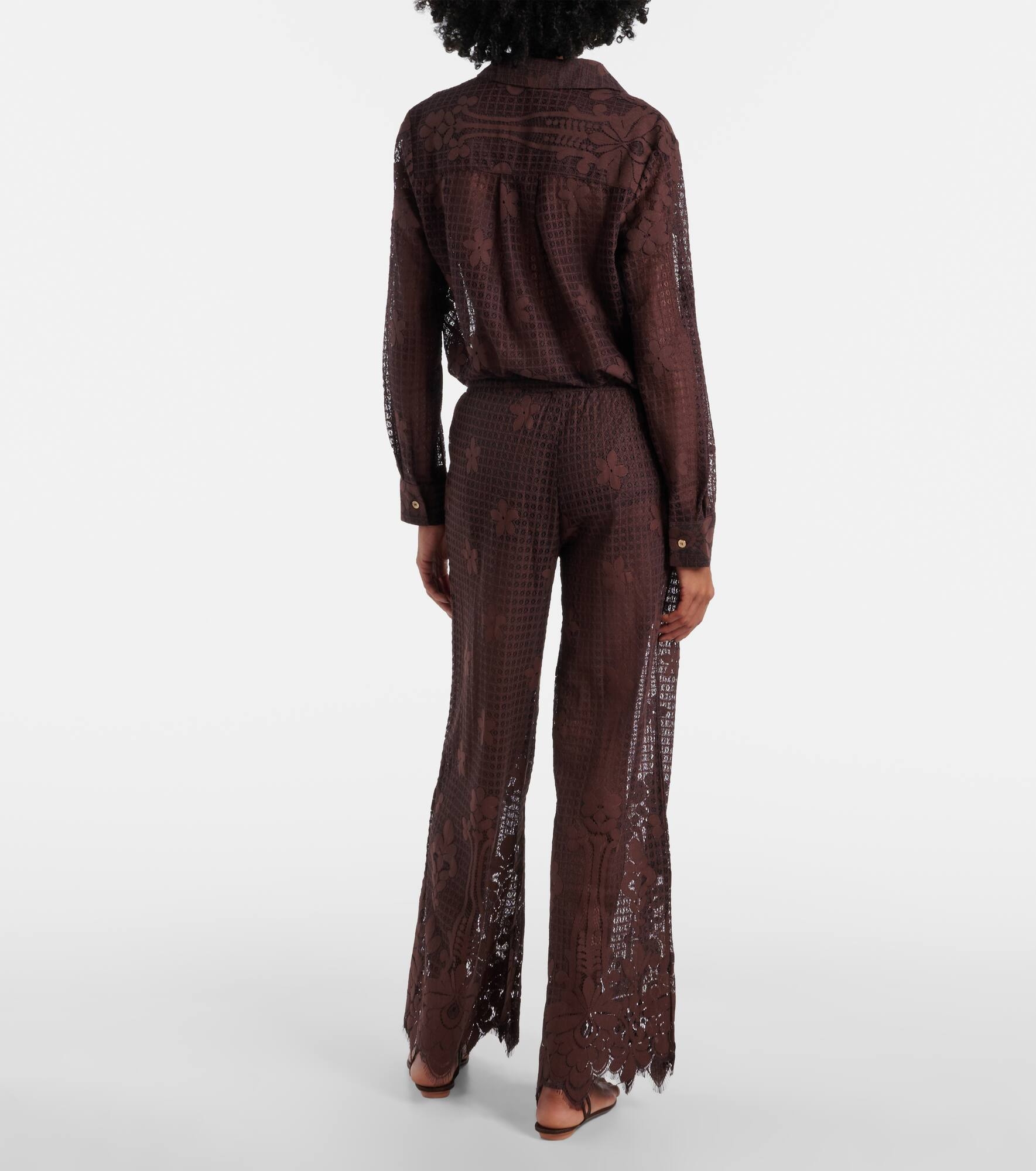Etta cotton-blend lace wide-leg pants - 3