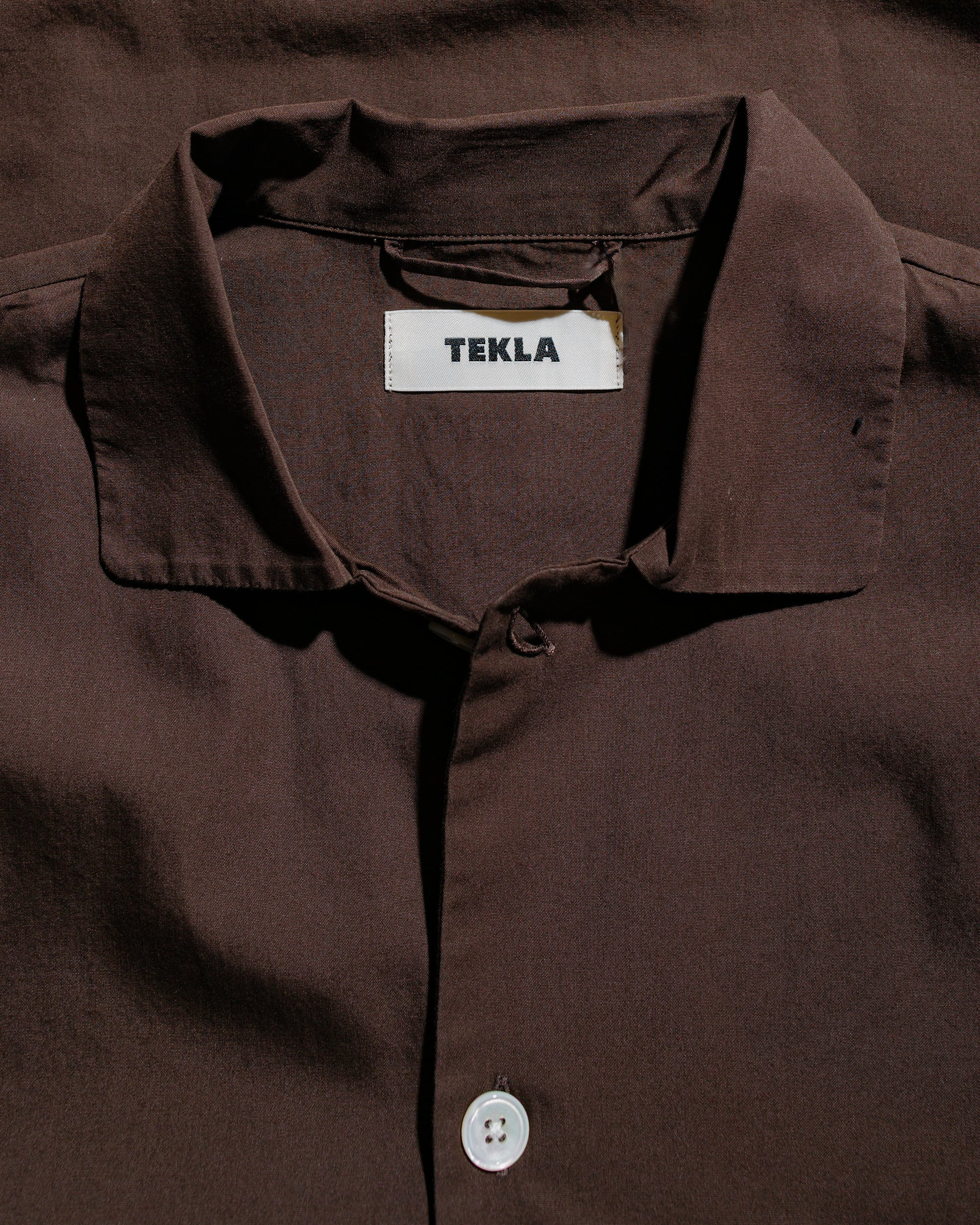 Tekla Poplin Pyjama Shirt Coffee - 5