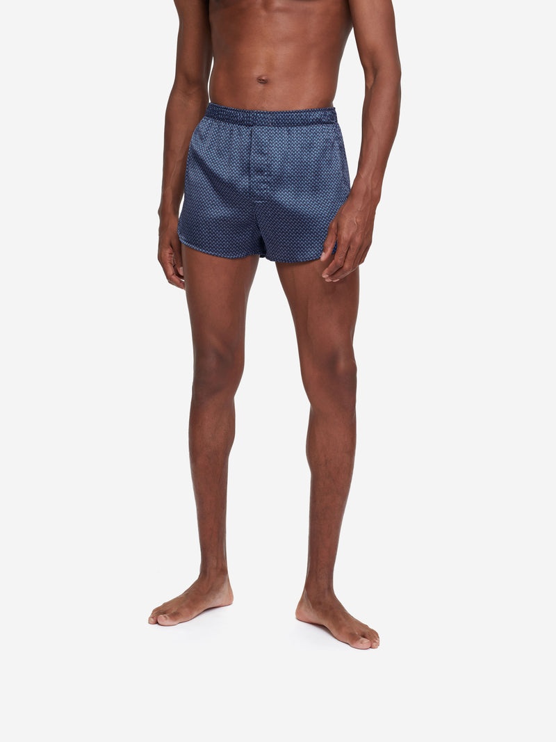 Men's Modern Fit Boxers Brindisi 74 Silk Satin Navy - 5