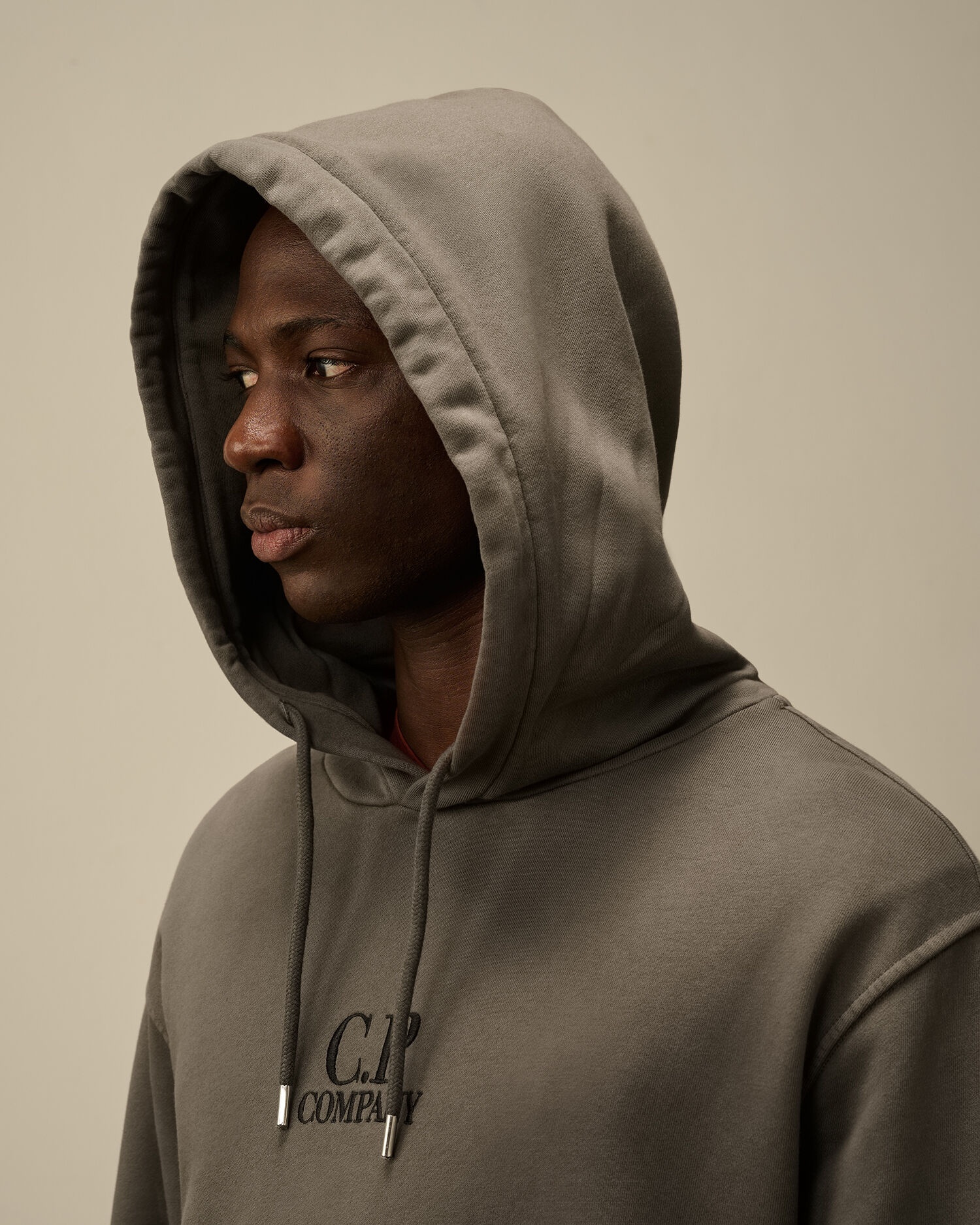 C.P. Company Cotton Diagonal Fleece Resist Dyed Hooded Logo