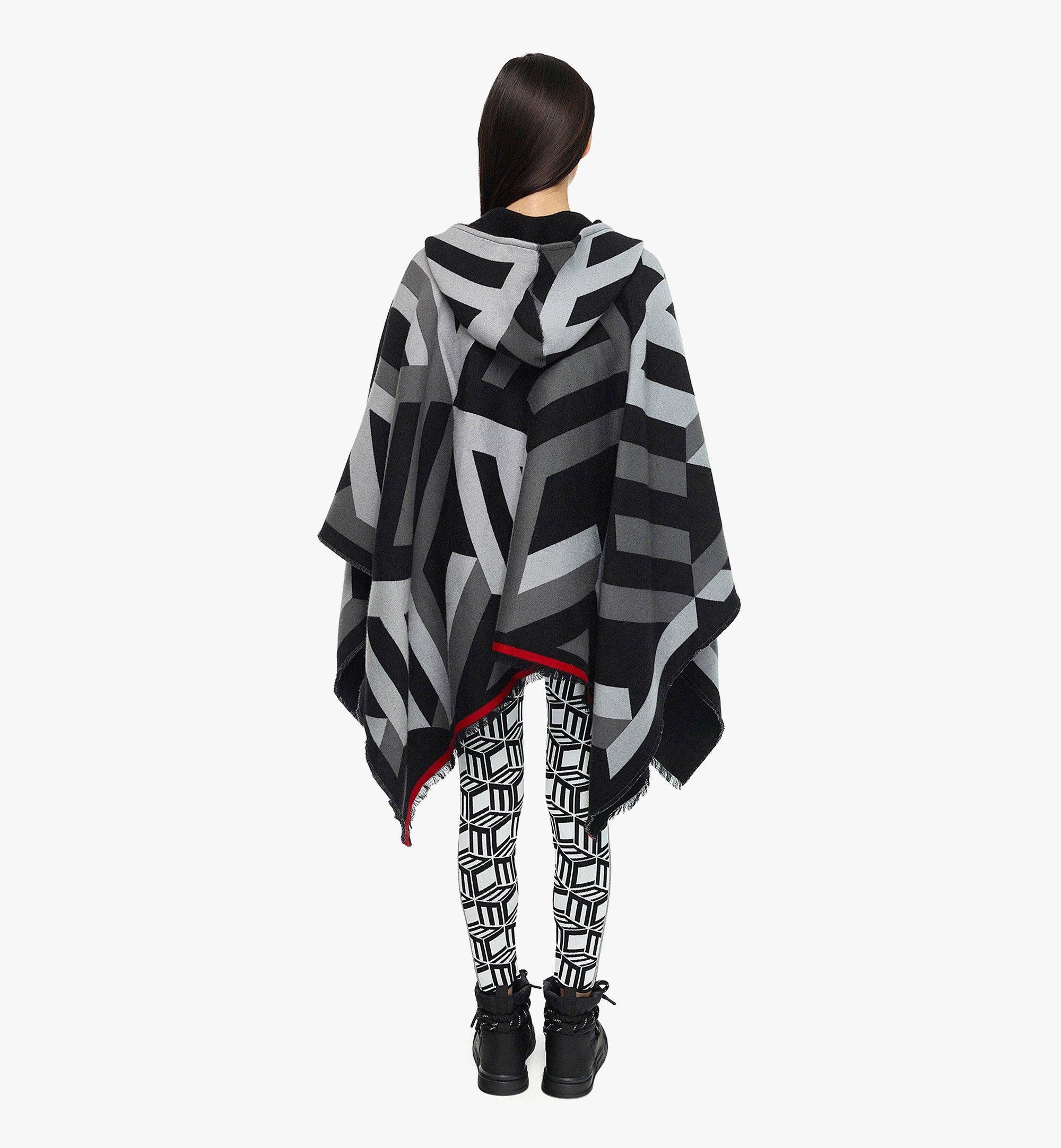 Cubic Monogram Wool Poncho - 4