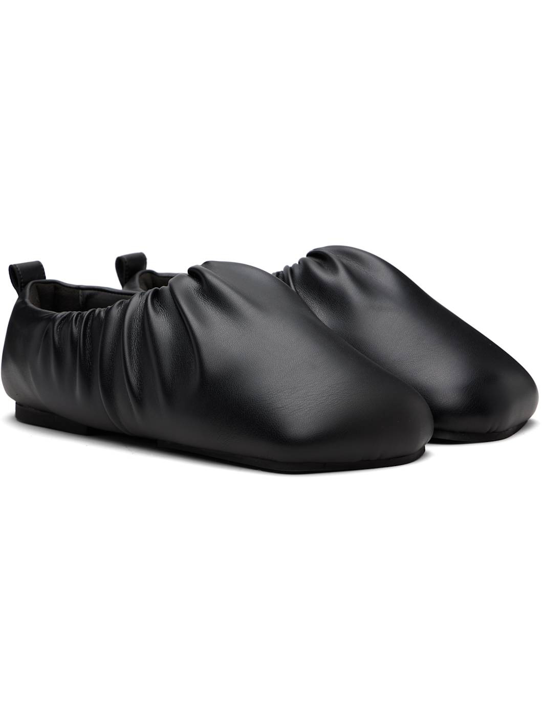 Black Wrinkle Flat Slippers - 4