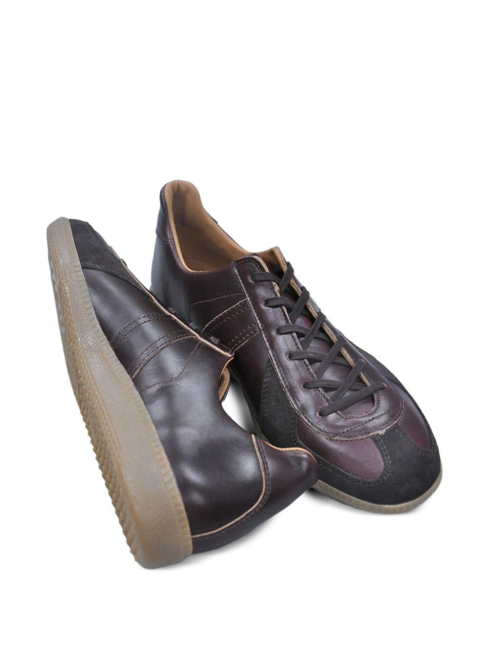 German Military leather panelled lace-up sneakers - 4