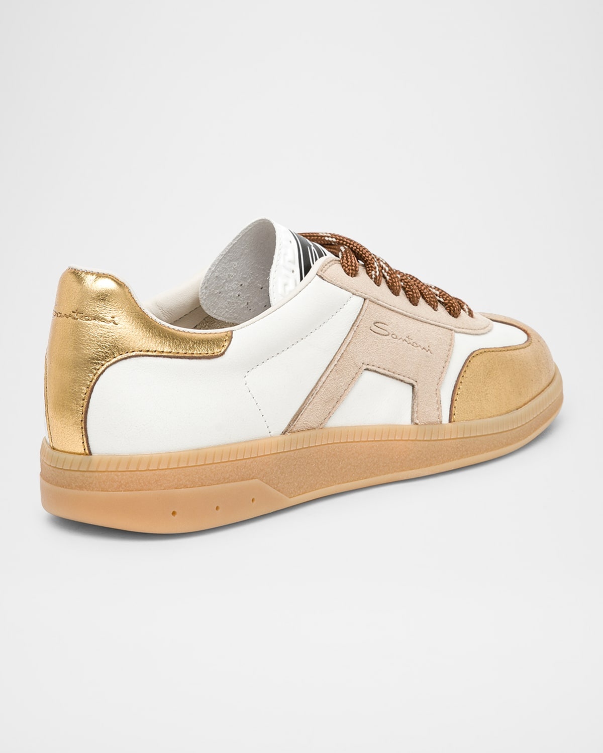 Mixed Leather Low-Top Sneakers - 3