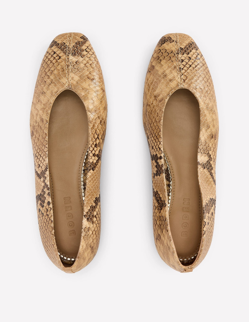 High Cut Stitch Detail Flats-Neutral 5