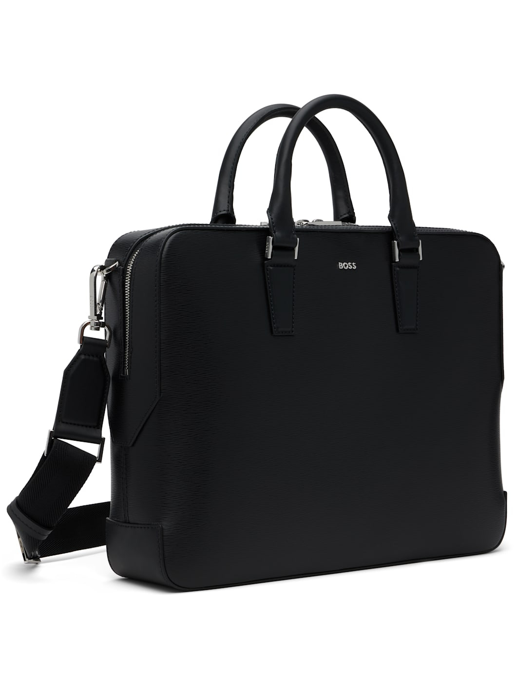 Black Structured Logo Briefcase - 2