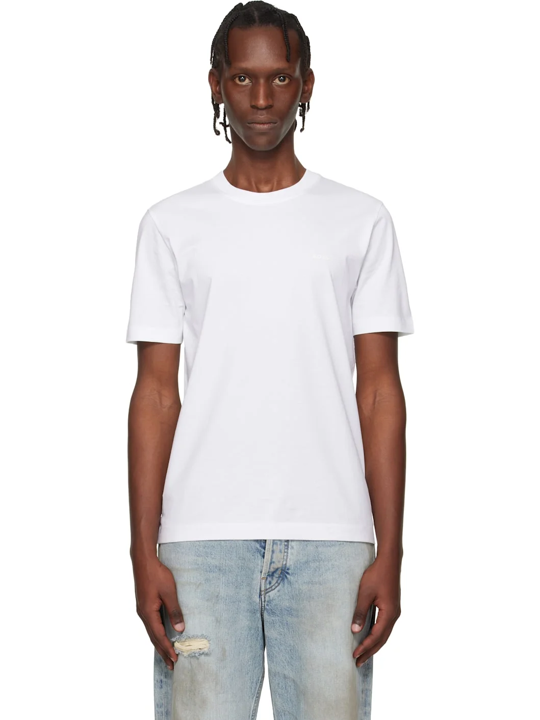 White Logo Detail Cotton-Jersey T-shirt - 1