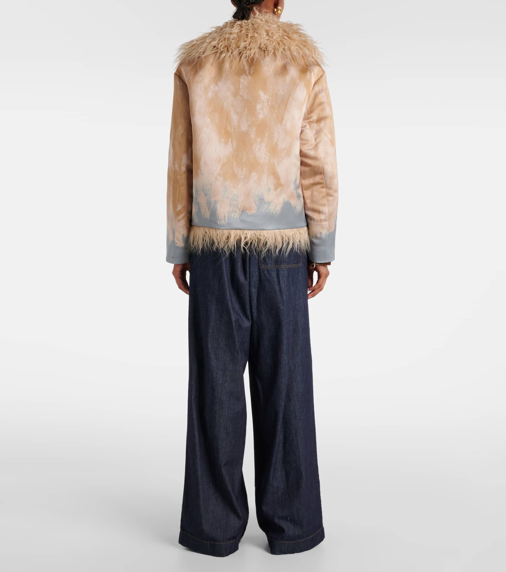 Printed faux fur-trimmed jacket - 3