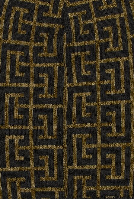 Khaki and black wool beanie with Balmain monogram - 2
