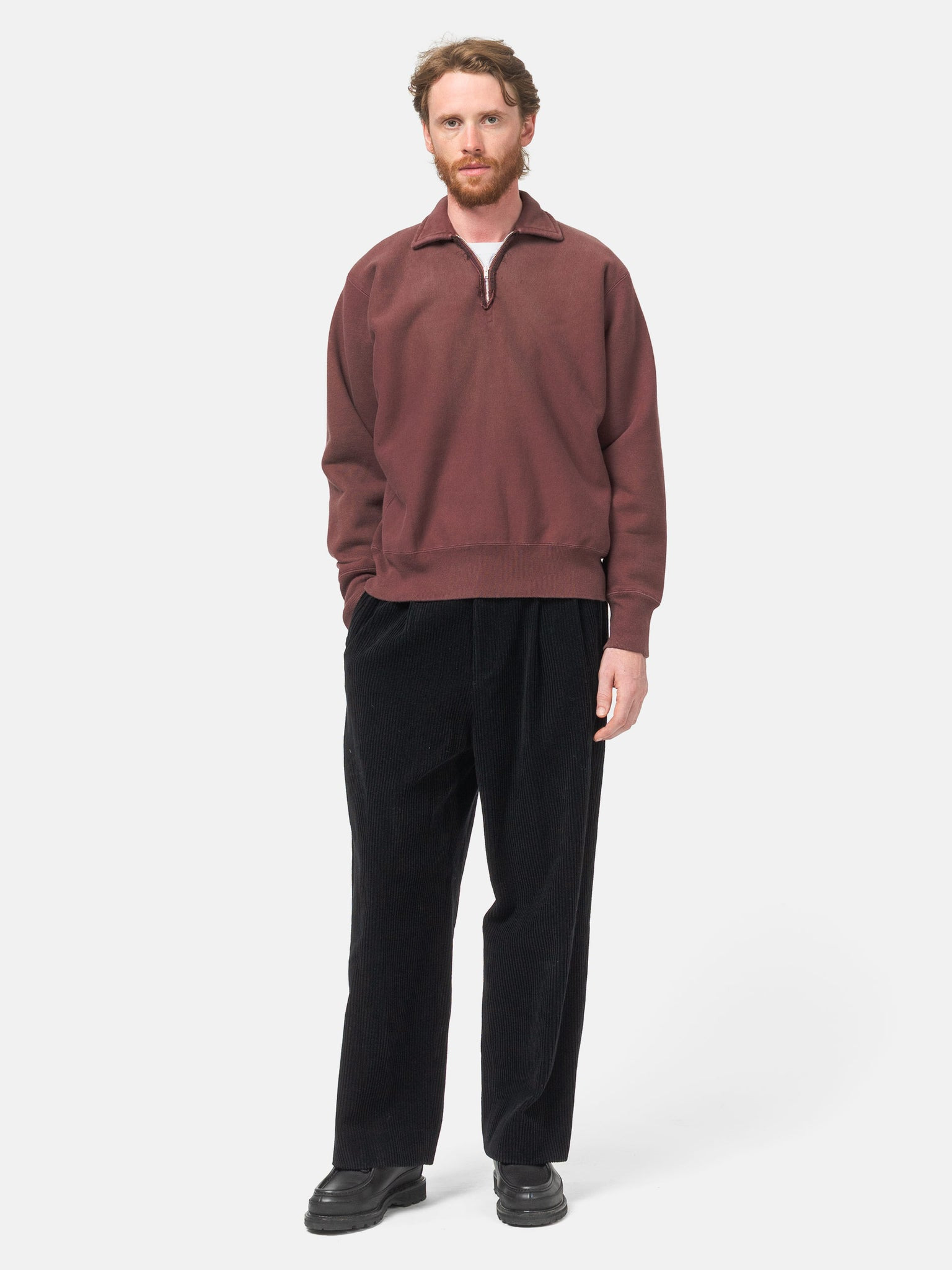 Vintage Half Zip Sweatshirt Burgundy - 2