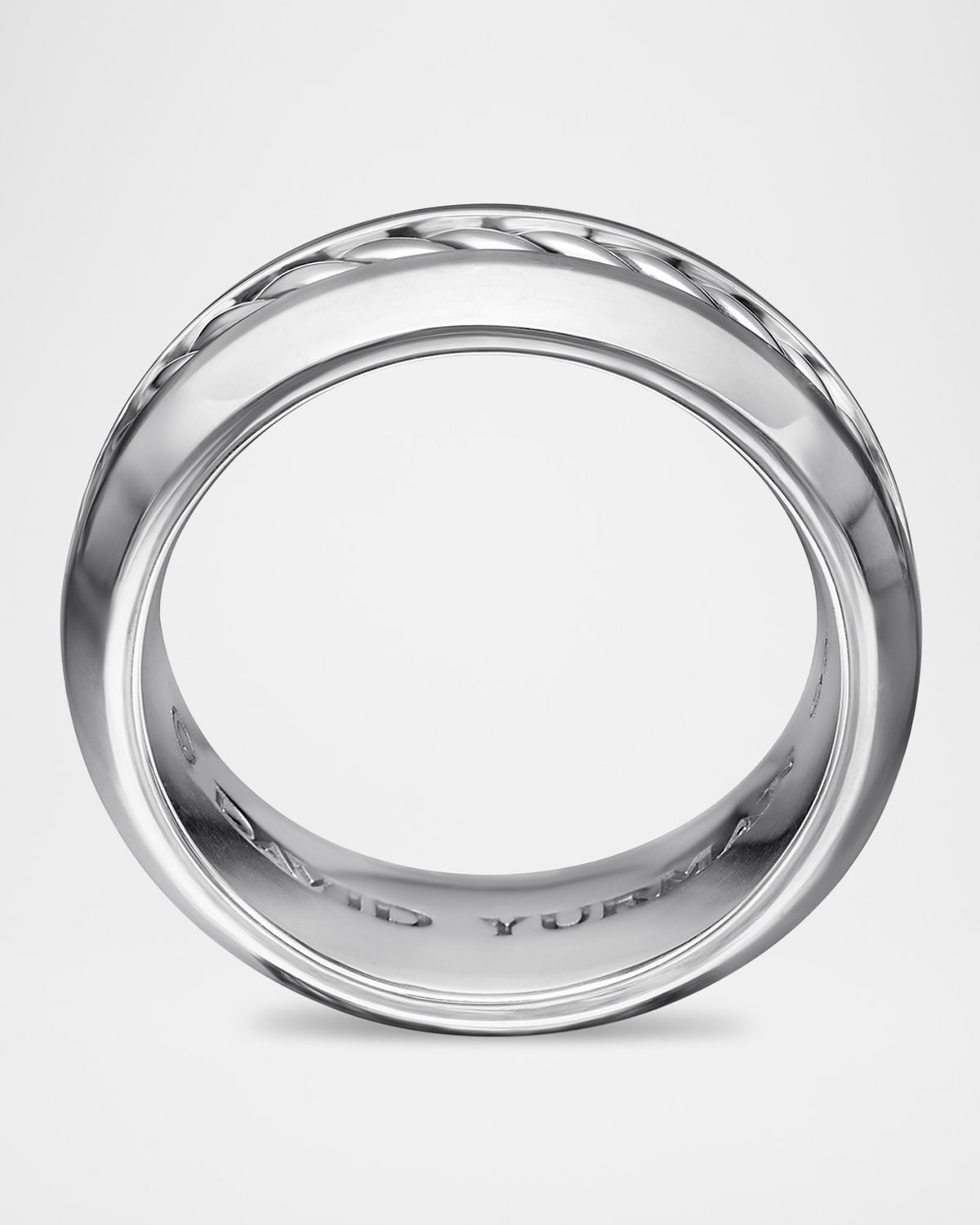 8mm Men's Cable Ring in Silver - 7