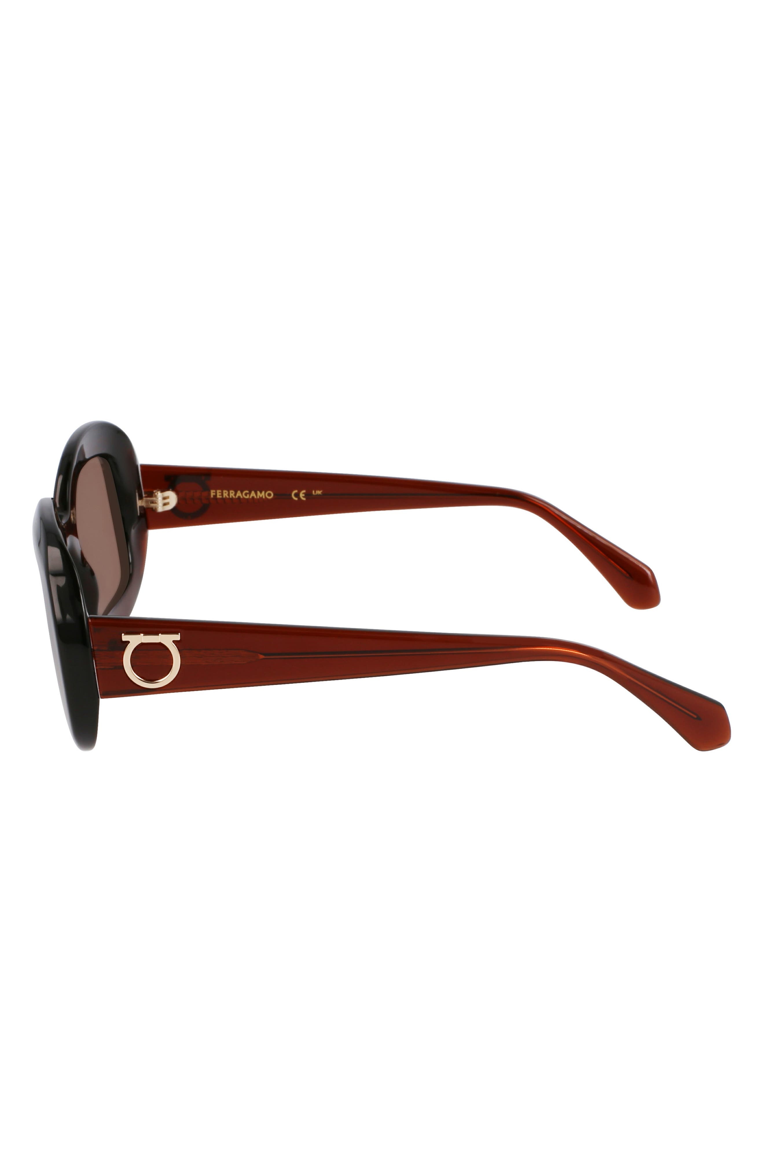FERRAGAMO Gancini 51mm Oval Sunglasses in Transparent Brown at Nordstrom - 3