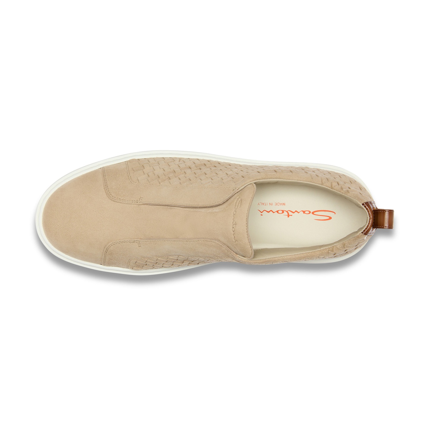 Men's beige woven suede slip-on sneaker - 5
