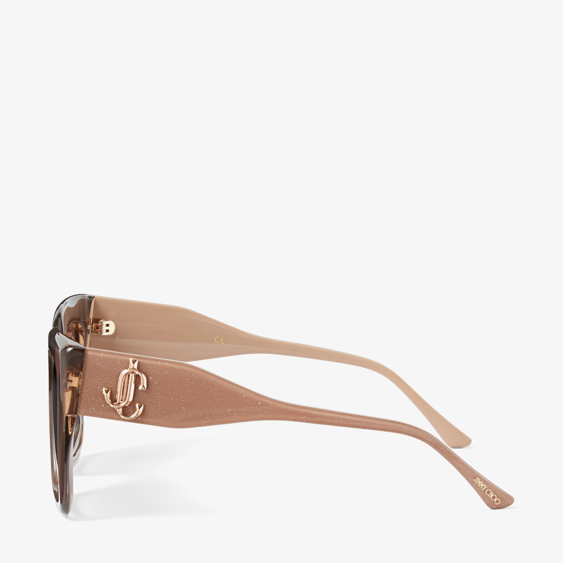 Eleni
Glittered Nude Square-Frame Sunglasses with JC Monogram - 2