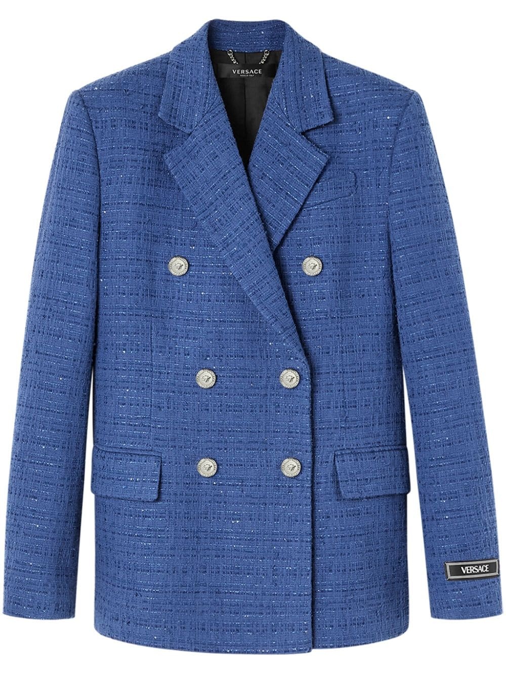 metallic-threading double-breasted blazer - 1