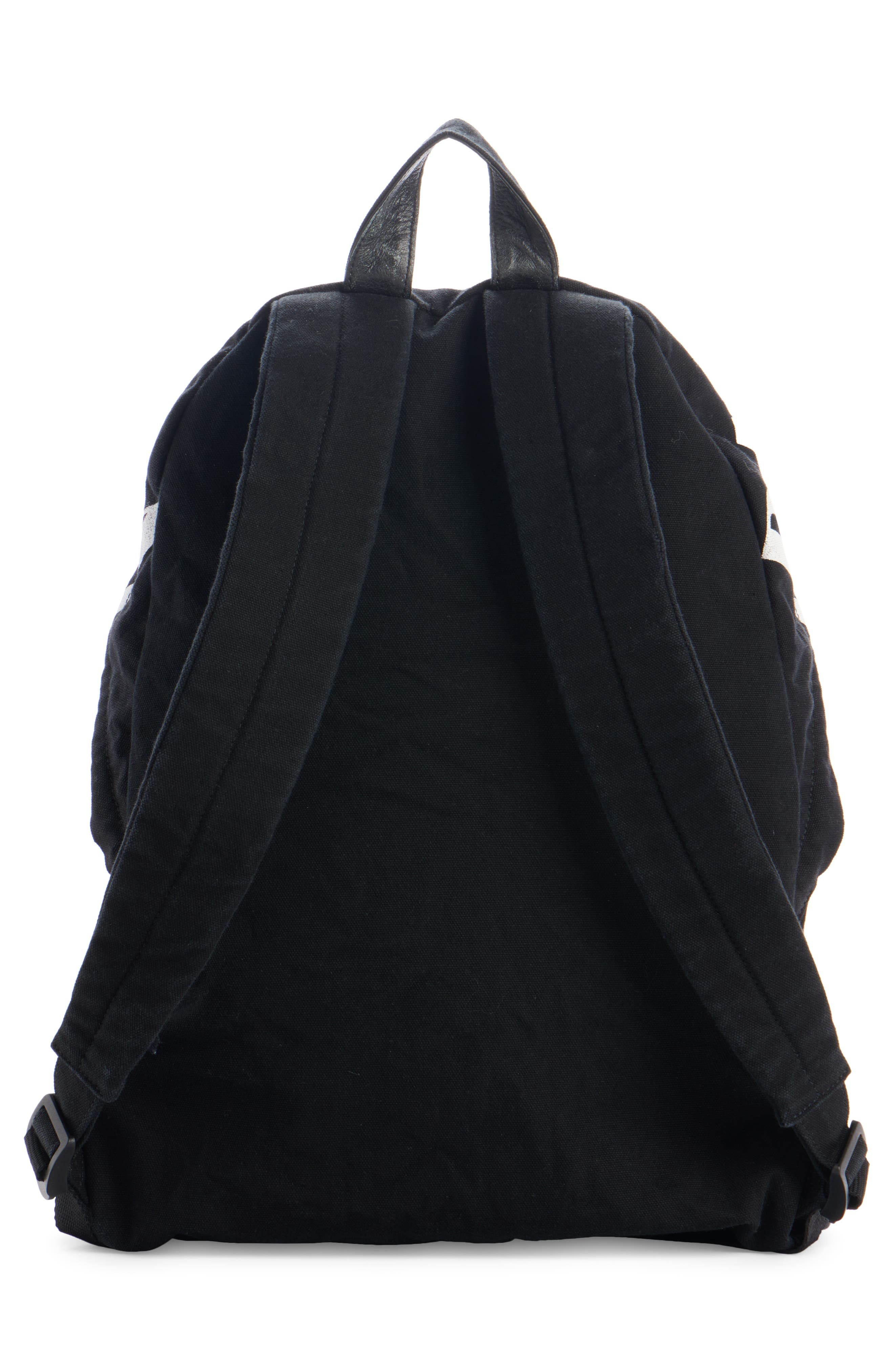 Balenciaga Editor Washed Cotton Canvas & Leather Backpack in Black/White at Nordstrom - 3