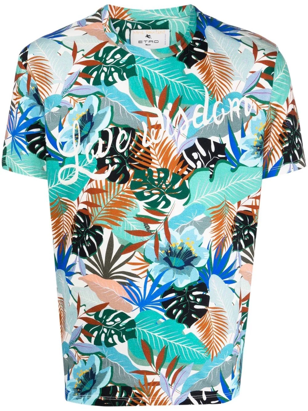 leaf-print short-sleeved T-shirt - 1