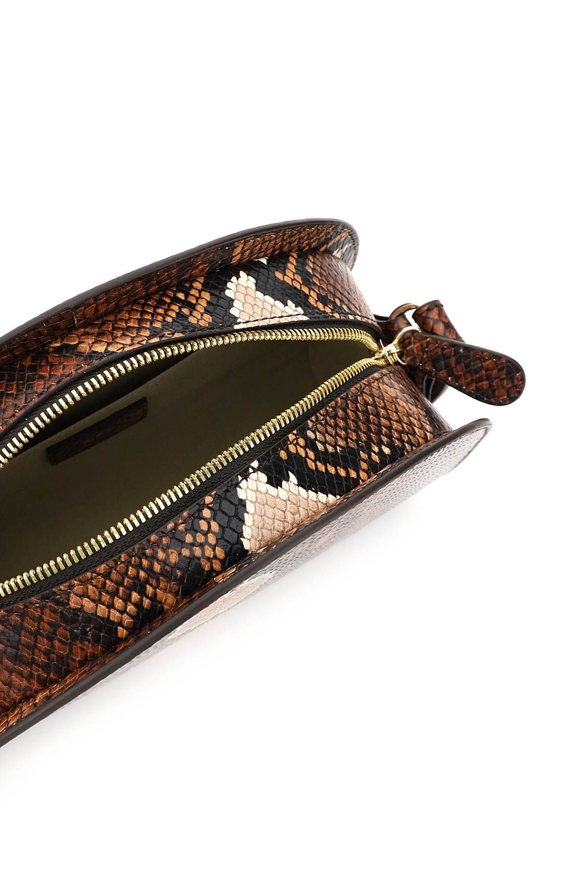 DEMI LUNE PYTHON  PRINT LEATHER CROSSBODY BAG - 4