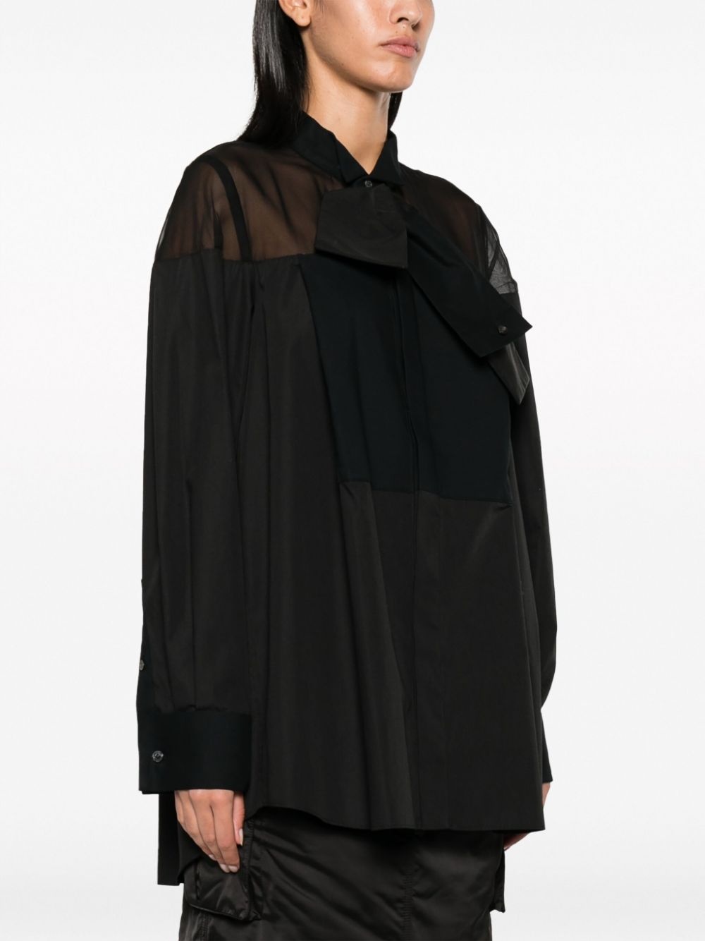 attached-detail sheer-panels shirt - 3