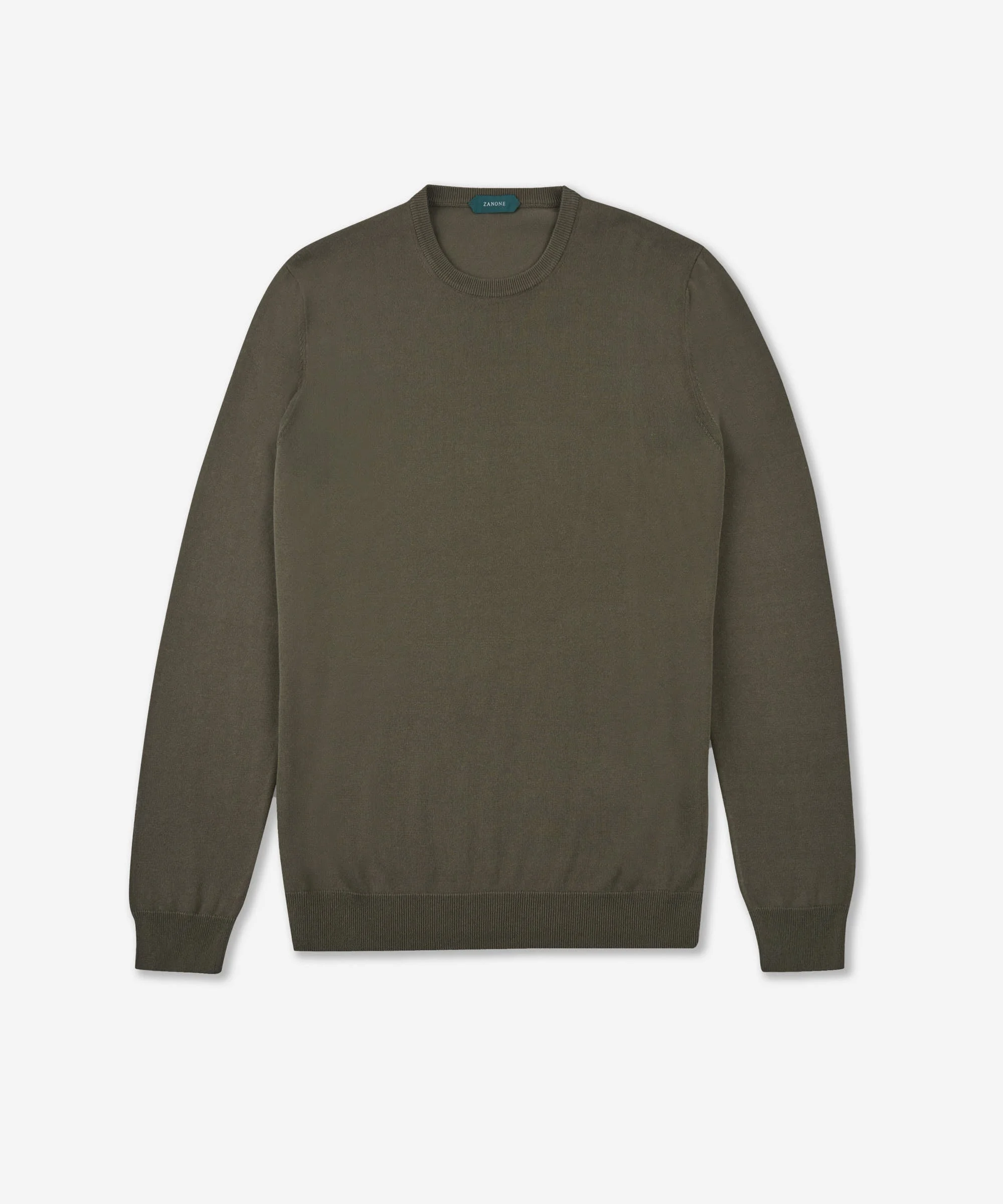 Slim-fit crew neck sweater in certified crêpe cotton - 1