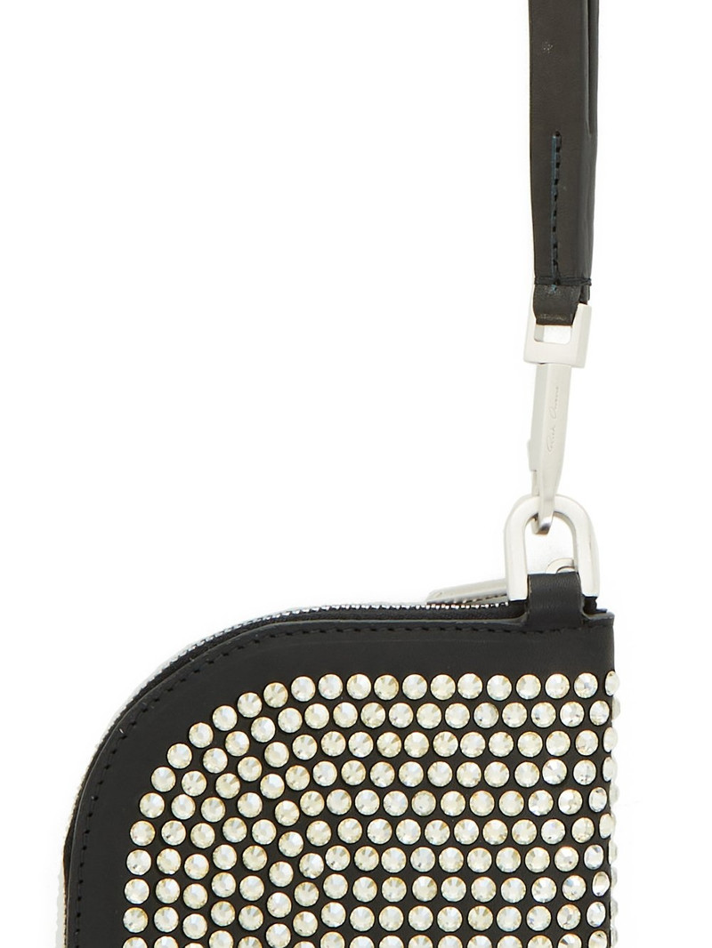 Crystal-Embellished Leather Wallet with Strap 4