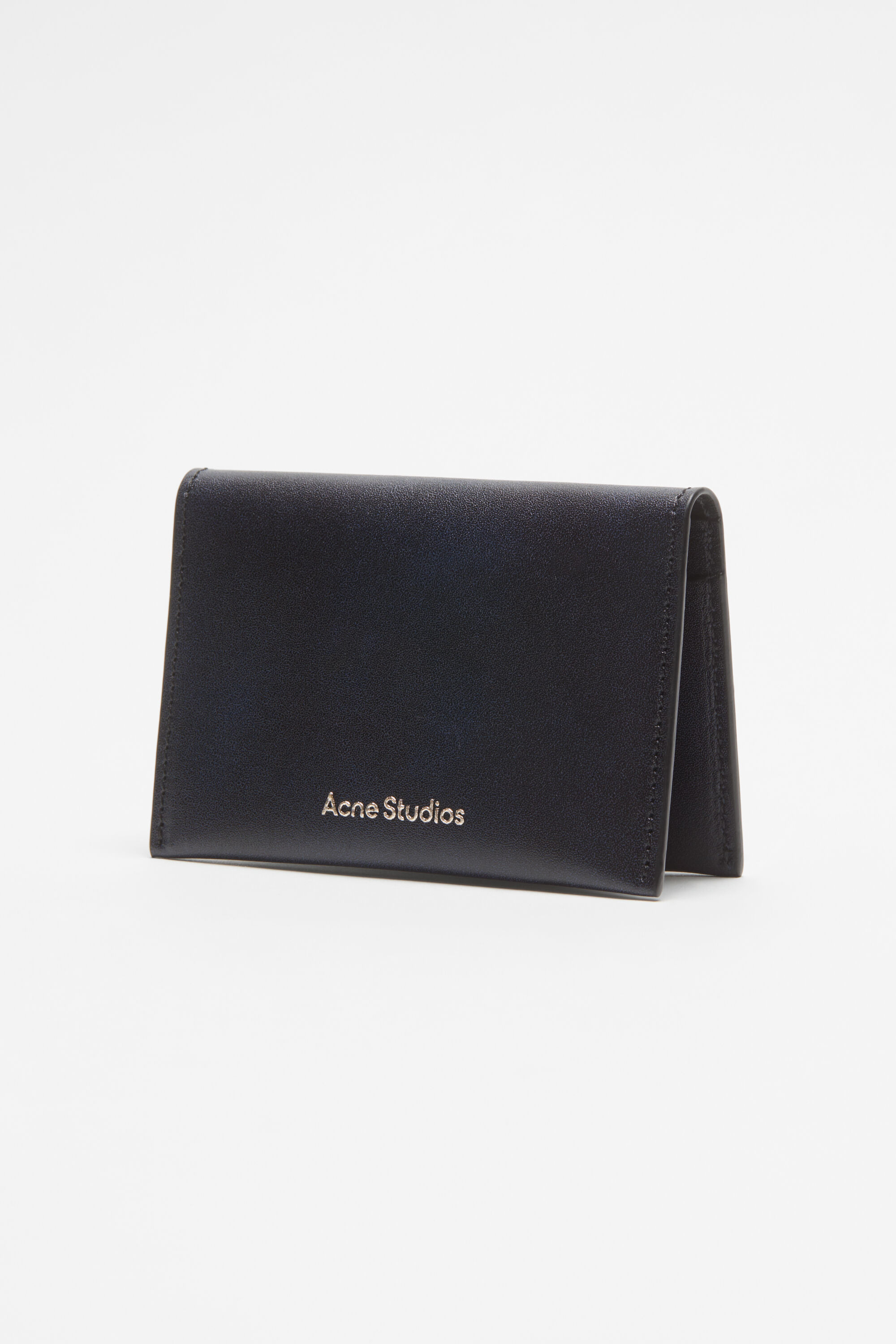 Folded leather wallet - Navy blue - 3