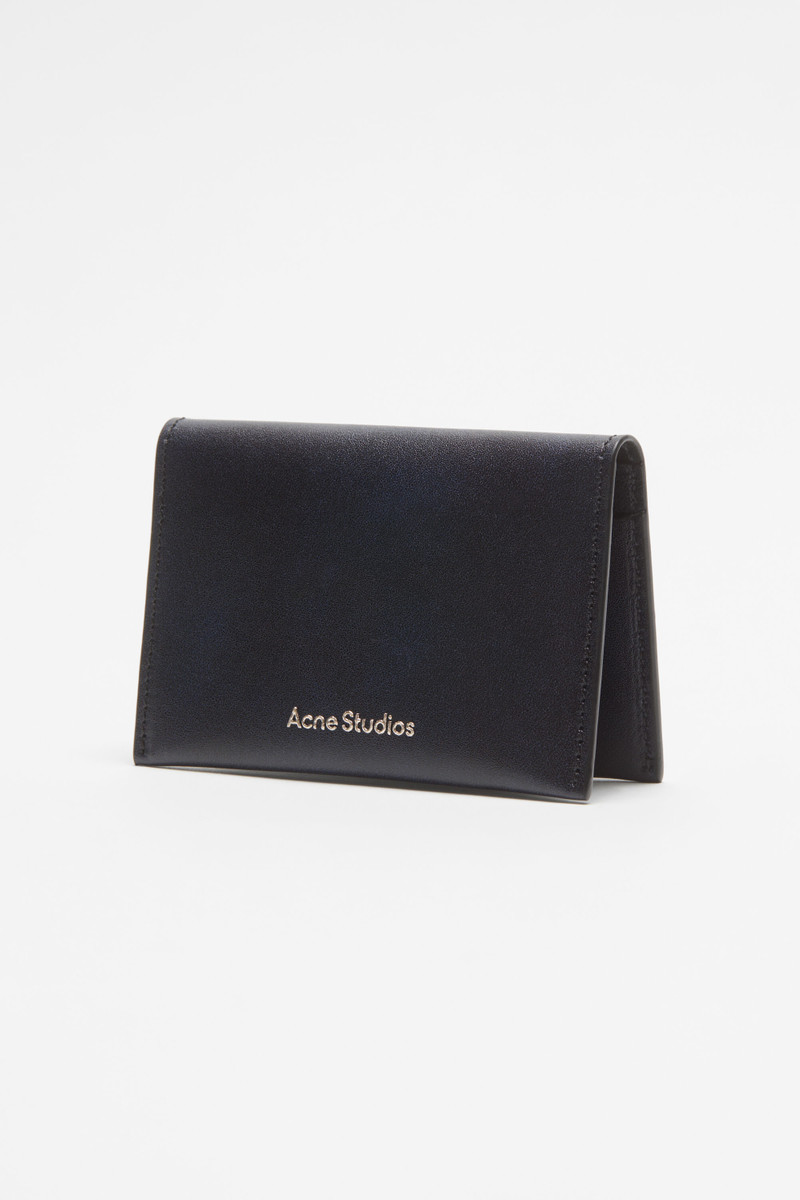 Folded leather wallet - Navy blue 3