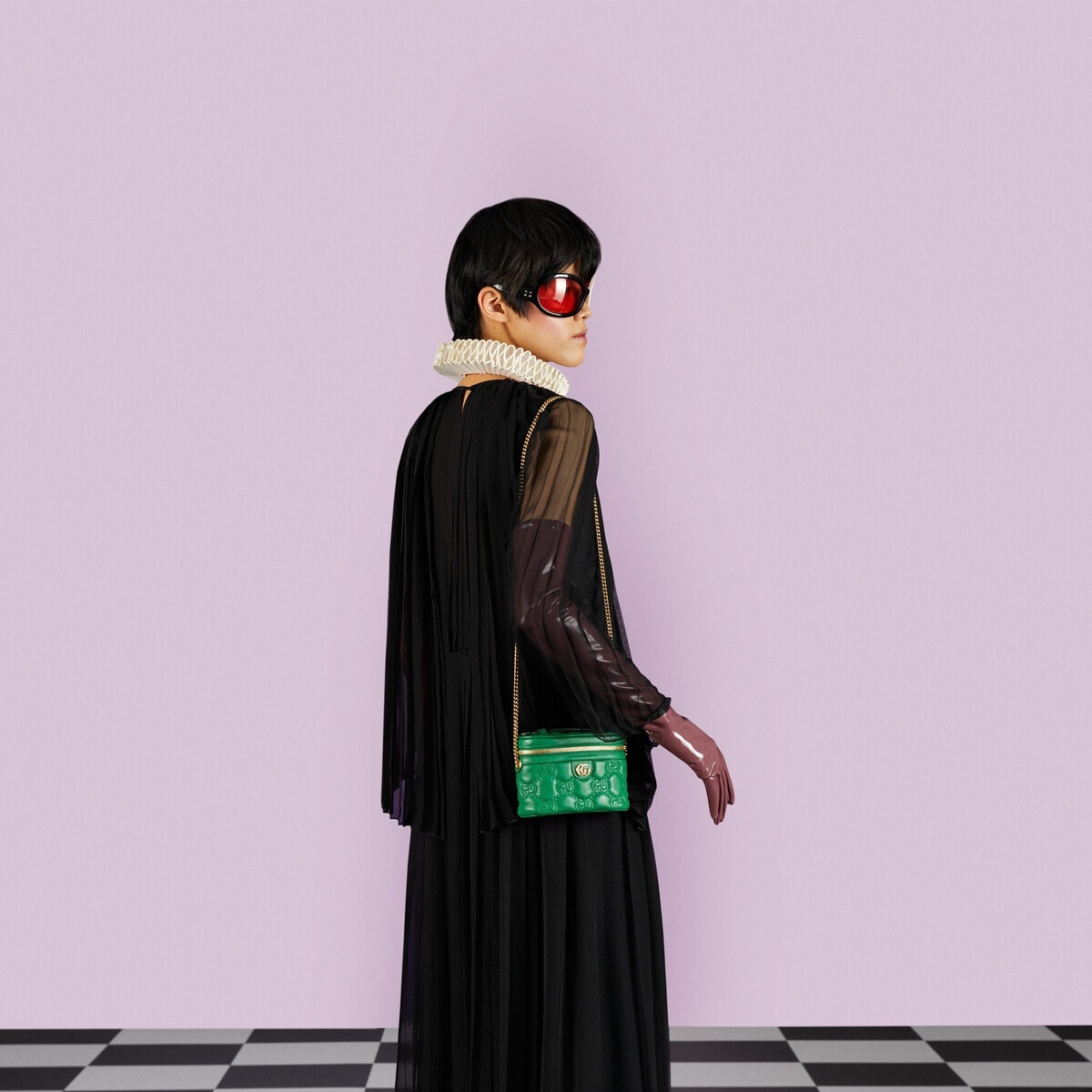 GG Matelassé top handle mini bag - 3