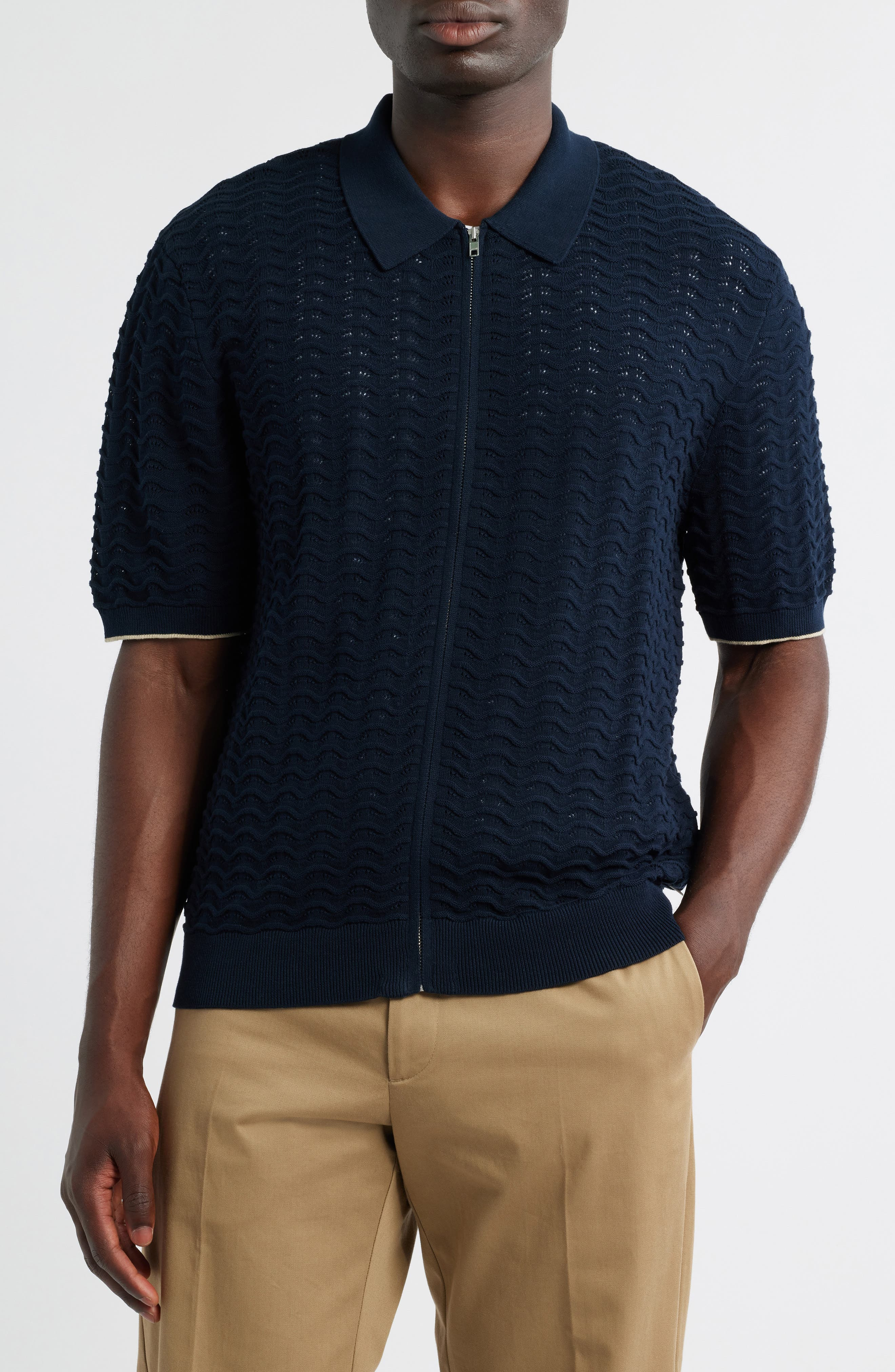 NN07 Gustav 6636 Full Zip Top in Navy Blue at Nordstrom - 2