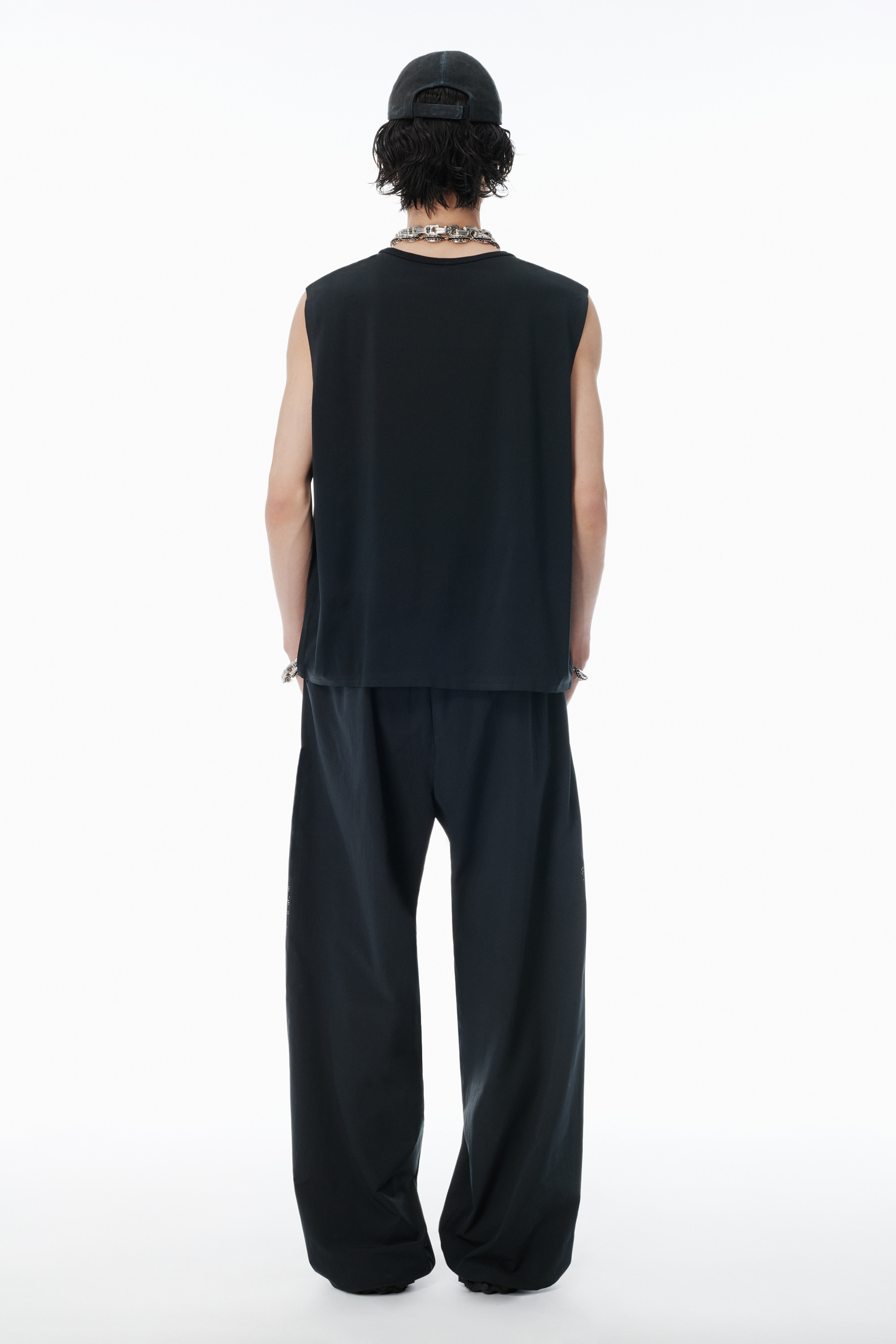 Black Laser-Cut Logo Muscle Shirt - 4