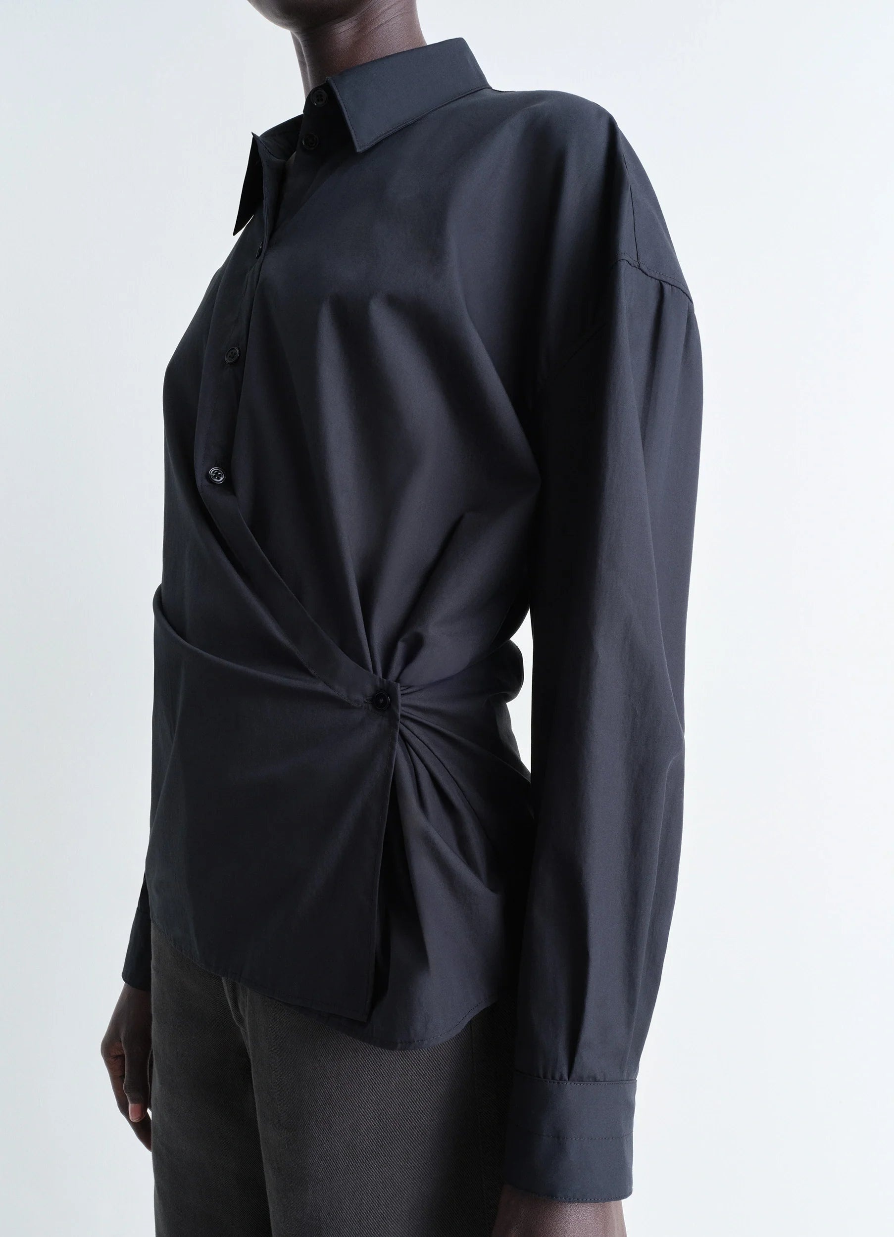 STRAIGHT COLLAR TWISTED SHIRT - 3