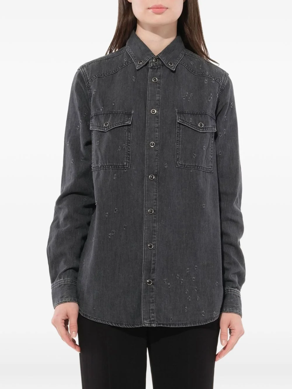 distressed denim shirt - 1