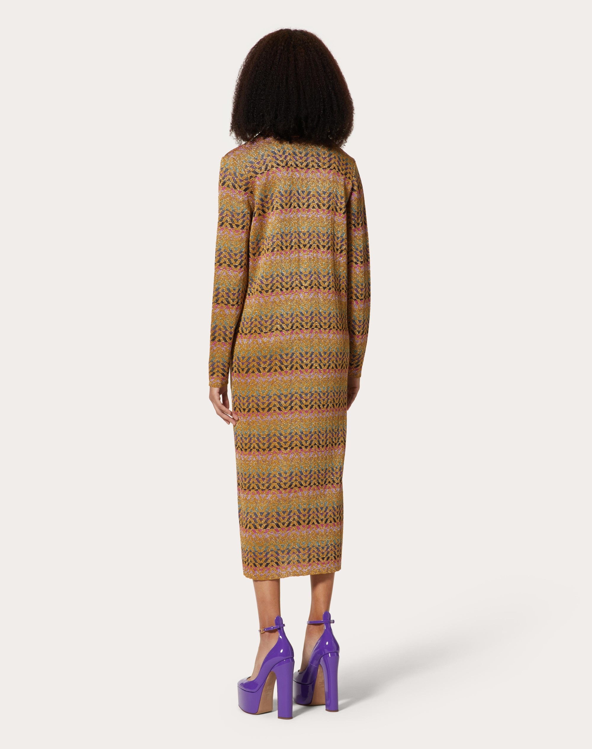 OPTICAL VALENTINO LUREX JACQUARD CARDIGAN - 4