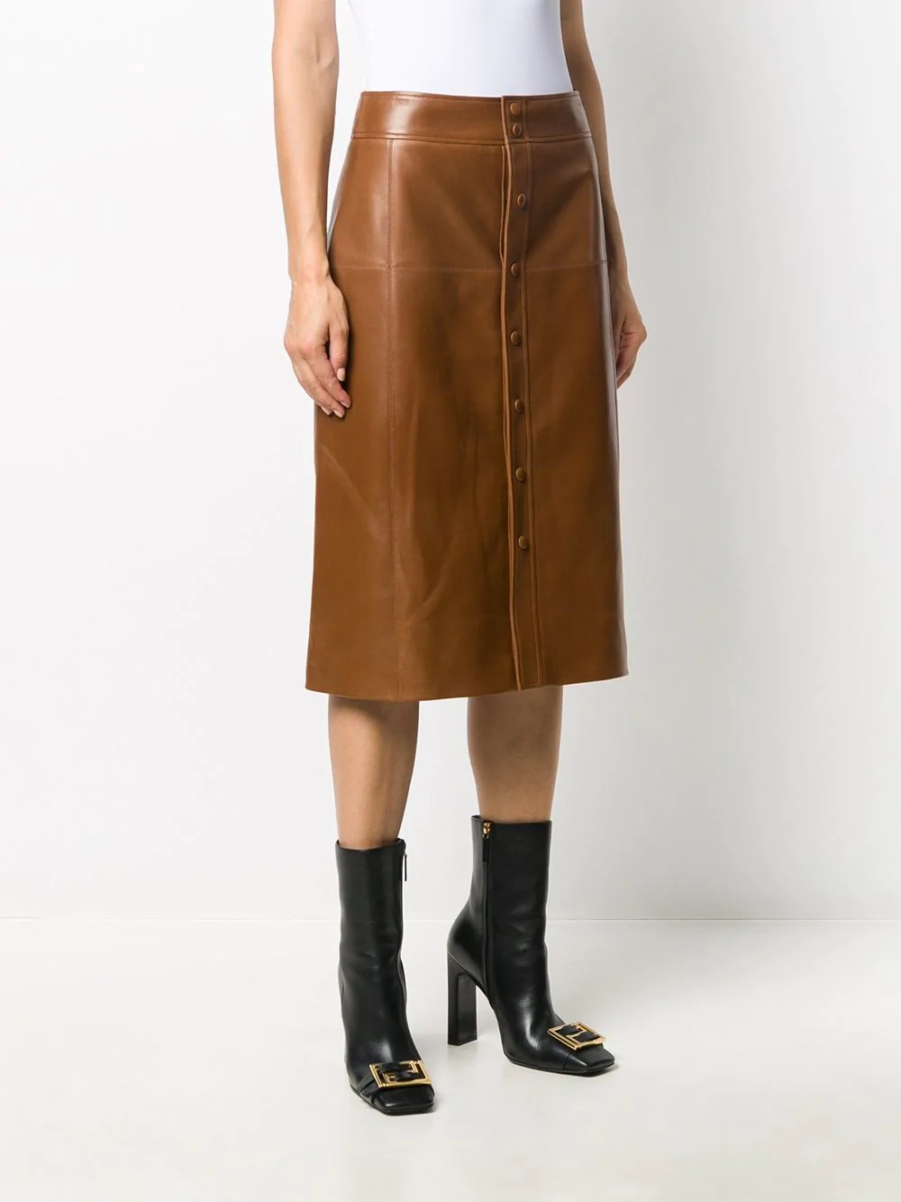 A-line leather midi-skirt - 3