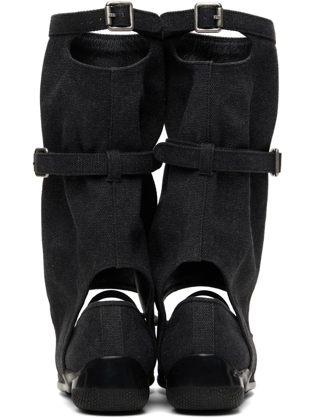 Gray Ballet Flat Cut-Out Boots - 2