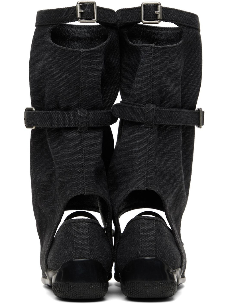 Gray Ballet Flat Cut-Out Boots 2