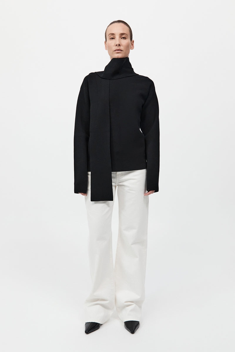 Milano Knit Scarf Jumper - Black - 7