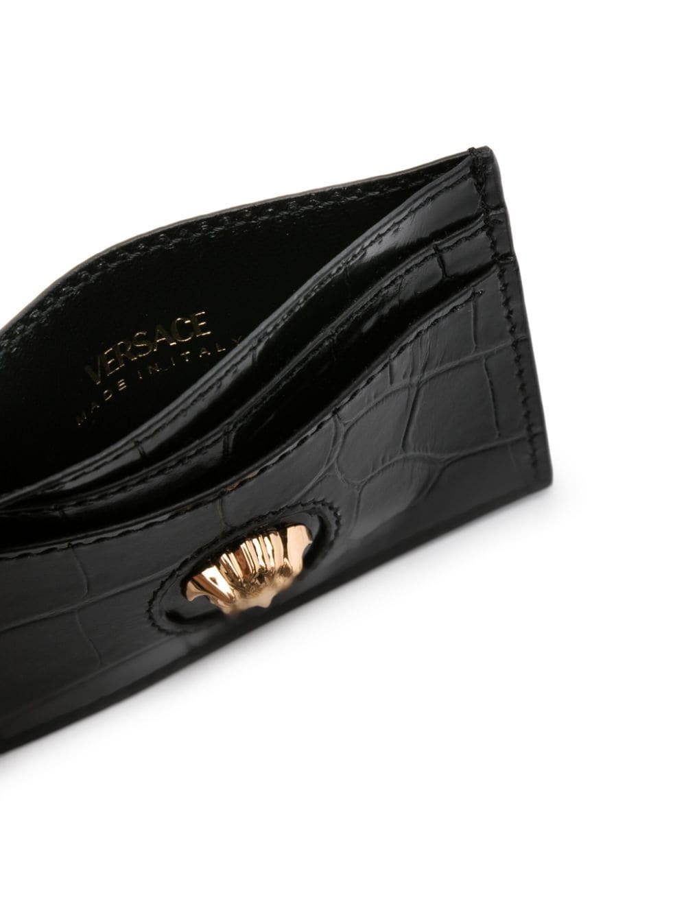 Medusa plaque crocodile-effect cardholder - 3