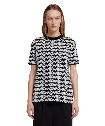 MSGM Viscose T-Shirt with new jaquard brushstroke logo all over outlook